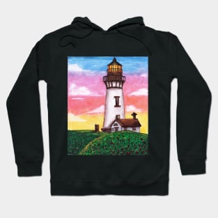 Watercolor - rainbow suntset lighthouse Hoodie